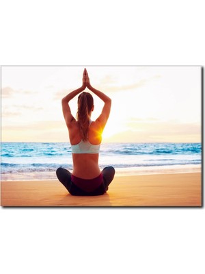 La Vita E Bella Kumsalda Yoga Yapan Kadın Kanvas Tablo YF-1013