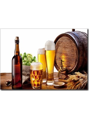 La Vita E Bella Fıçı Bira ve İçiçekler Kanvas Tablo YM-1006