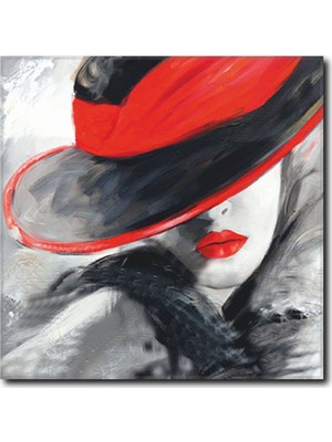 La Vita E Bella Kırmızı Şapkalı Kadın Kanvas Tablo WM-1034