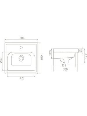 Turkuaz Seramik Cerastyle Frame Etajerli Lavabo 50 cm 030900U