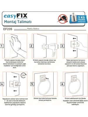 Teknotel Delme Vida Matkap Yok! Easyfıx Yapıskanlı Yuvarlak Havluluk Bakır EF235