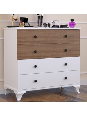 Tocco 1079 Linet 4 Çekmeceli Şifonyer-BEYAZ MEŞE