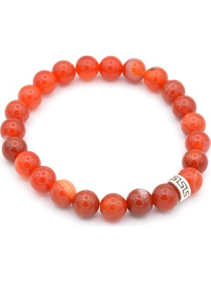 Murty99 Doğal Çizgili Kırmızı Akik Bileklik 006