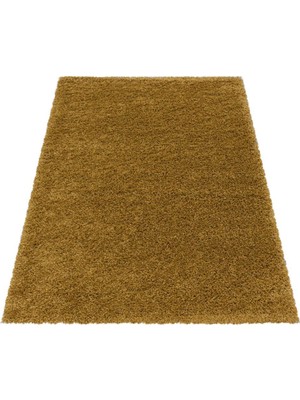 Carpettex Shaggy Halı Salon Halısı Yumuşak Yüksek Havlı Düz Altın Gold Dore