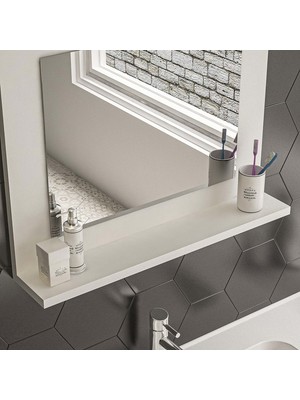 Bluecape Beyaz 60X45 Raflı Antre Hol Koridor Duvar Salon Mutfak Banyo Wc Ofis Çocuk Yatak Odası Aynası