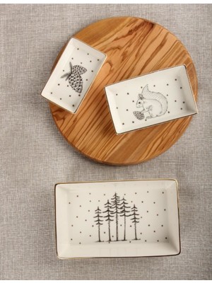 Porland Forest 3 Parça Seramik Kahvaltı Tabağı Seti 11-13-19 cm – Şık, Dayanıklı ve Kullanışlı Tasarım