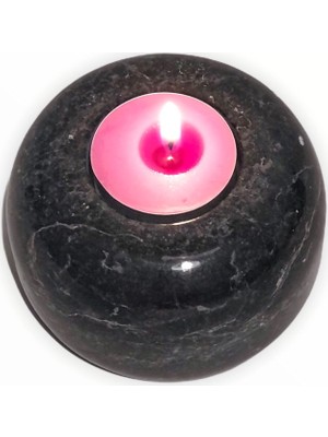 Lux & Marble Lumi - Siyah Mermer Orta Boy Tea-light Mumluk