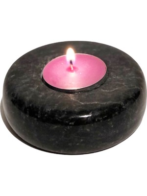 Lux & Marble Lumi - Siyah Mermer Tea-light Mumluk Seti