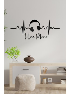 Ahwall I Love Music Figürlü Dekoratif Ahşap Tablo