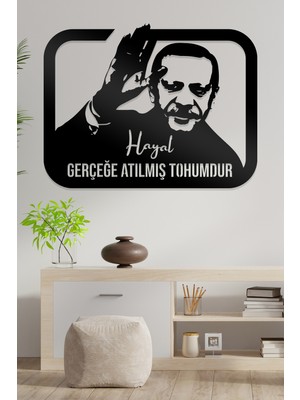 Ahwall Recep Tayyip Erdoğan  Görseli ve Yazılı Figürlü Dekoratif Ahşap Tablo
