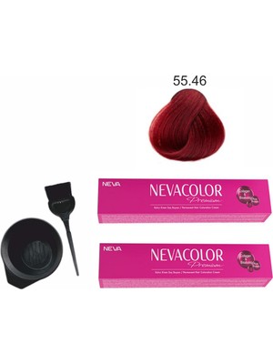 Neva Color Tüp Boya 55.46 Büyüleyici Kızıl 50 ml x 2'li + Boyama Seti
