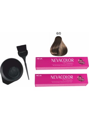 Neva Color Tüp Boya 6.0 Yoğun Koyu Kumral 50 ml x 2'li + Boyama Seti