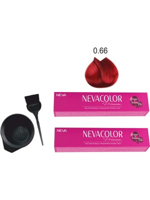 Neva Color Tüp Boya 0.66 Yoğun Ateş Kızılı 50 ml x 2'li + Boyama Seti