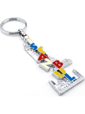 Solfera Istanbul Yazılı Silüet Galata Kulesi Metal Anahtarlık KC847