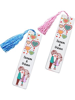 Biresimden Sevgililere Özel Isimli Kitap Ayracı Seti - Sevgililer Günü