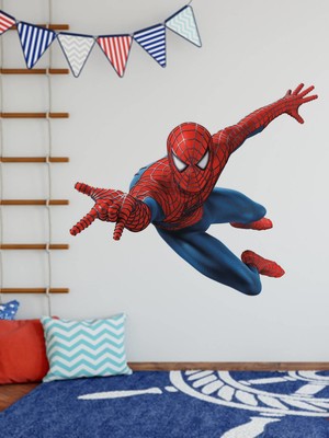 Msticker Spiderman Uçan Örümcek Adam Çocuk Odası Duvar Sticker