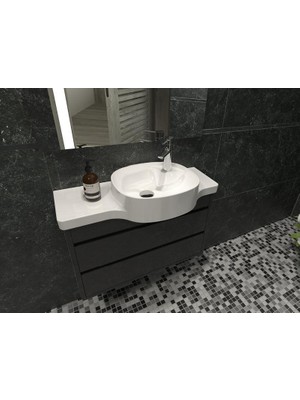 Turkuaz Seramik Harmony 80 cm Etejerli Lavabo