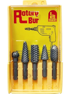 Rotary Bur Matkap Uçlu Ağaç Törpüsü 5'li Takim Oyma Seti