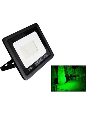 Hightek 50 Watt Slim Kasa Smd LED Projektör-Dış Mekan Yeşil