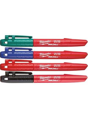 Milwaukee T48223106 Ağır Hizmet Tipi Inkzall™ İşaretleme Kalemi Seti İnce Uçlu 1mm 4'lü