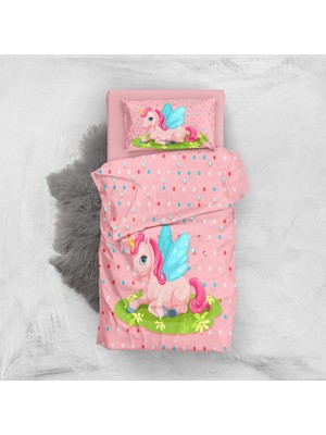 Monohome Pink Unicorn 3D Pamuk Saten Bebek Nevresim Takımı