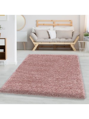 Carpettex Shaggy Halı Salon Halısı Yumuşak Yüksek Havlı Düz Rose Pembe Renklerde