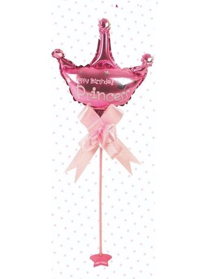 Parti Pembe Taç Çubuk Folyo Balon