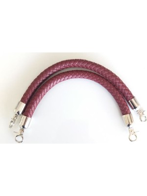 Angel Çanta Akssesuar Örme Çanta Sapı Kısa Gümüş Metalli Bordo