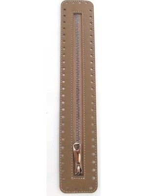 Angel Çanta Akssesuar Derili Fermuar Yeni Model Vizon 30 cm Gümüş