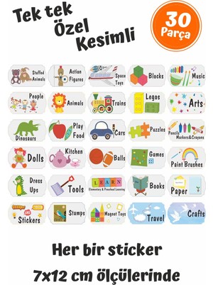 Msticker Eğlenceli Renkli Oyuncak Kutusu Sticker Renkli Baskılı 30 Parça