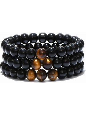 Kusakli Üçlü Doğaltaş Bileklik Seti