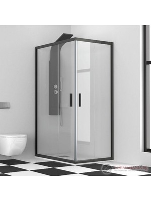 Terapi Duşakabin Black Terapi Şeffaf Camlı Duşakabin 90x100