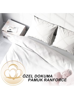 Monohome Beyaz Lux Pamuk Ranforce Çift Kişilik Nevresim Takımı