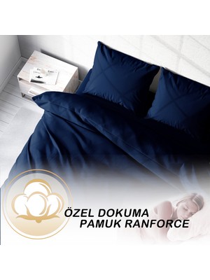 Monohome Lacivert Lux Pamuk Ranforce Çift Kişilik Nevresim Takımı