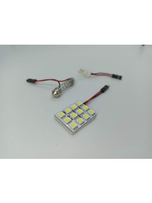 Güse Araç Içi Oto Aydınlatma Tepe Lambası 12 Smd 5050 LED Proje Panel Tavan Lamba 33-40MM