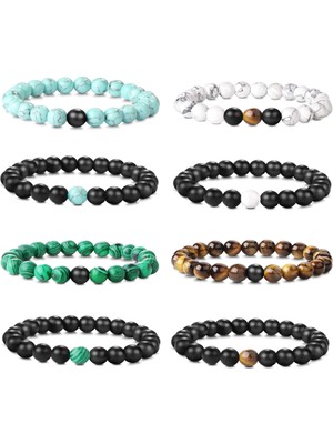 Kusakli 8li Çakra Doğaltaş Bileklik Set