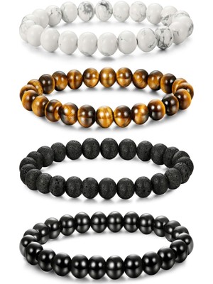 Kusakli Havlit Kaplangözü Lav Oniks 4lü Bileklik Set