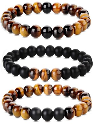 Kusakli Üçlü Doğaltaş Bileklik Seti