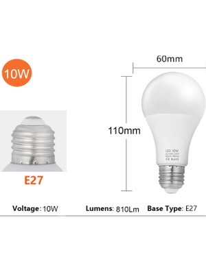 Vie 10 Adet LED Ampul 10W Ultra Tasarruflu Ampul - Beyaz Işık E27 Duy