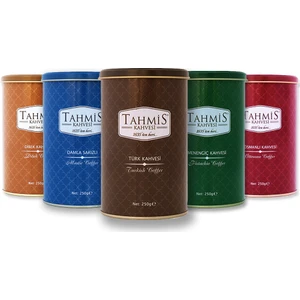 5'li Türk Kahvesi Seti 250 G (Damla Sakızı- Menengiç-Türk-Osmanlı-Dibek)