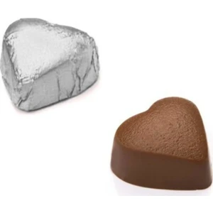 Çikolata Yaldızlı Mini Kalp Çikolata Gümüş Yaldızlı 500 gr