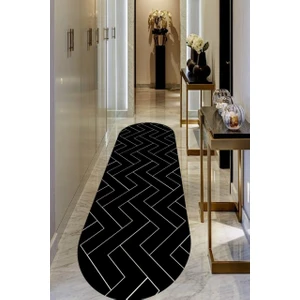 Cappio Halı CP392 Kahve Desenli Gri Oval Mutfak Halısı