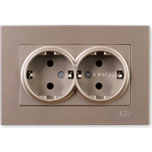 Günsan Elektrik Eqona Metalik Bej Ikili Topraklı Priz - Çerçevesiz