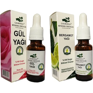 Çalıkoğlu Bitkisel Ürünler  Gül Yağı Bergamot Aroma Verici 2'li Avantaj Paketi 20 ml