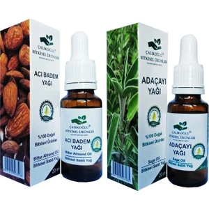 Çalıkoğlu Bitkisel Ürünler Acı Badem Yağı Adaçayı Yağı 2'li Avantaj Paketi 20 ml