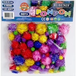 Simli Karışık Boy Ponpon 6 Renk 120'li