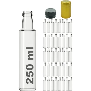 250 cc Şeffaf Dorika Kilitli Kapaklı ve Kapüşonlu 250 ml Yuvarlak Cam Şişe 40 Adet