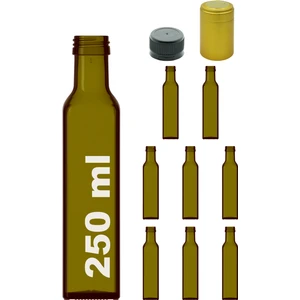 250 cc Yeşil Maraska Kilitli Kapaklı ve Kapüşonlu 250 ml Köşeli Cam Şişe 8 Adet