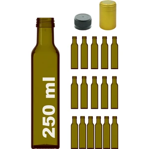 250 cc Yeşil Maraska Kilitli Kapaklı ve Kapüşonlu 250 ml Köşeli Cam Şişe 16 Adet