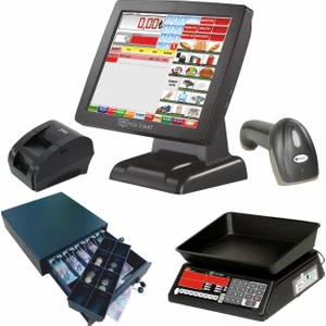 Market Dokunmatik Barkodlu Medium Hızlı Satış Sistemi Set 4 (Dokunmatik Pos Pc - Markete Özel Yazılım - Barkod Okuyucu - 58MM Termal Fiş Yazıcı - Para Çekmecesi - Tem Bilgisayarlı Terazi)